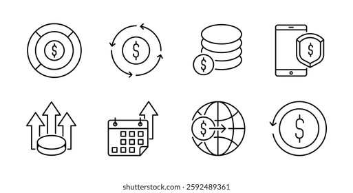 Set of economic icon line 