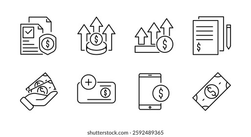 Set of economic icon line 