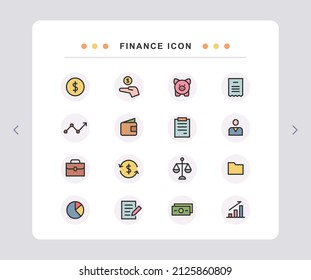 A set of economic icons for finance and assets.