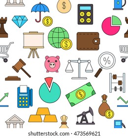 Set of Economy colorful pattern icons 