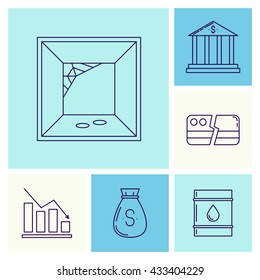 Set of economy crisis icons. Vector illustration