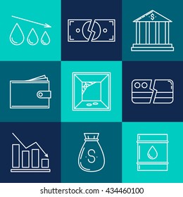 Set of economy crisis icons. Vector illustration