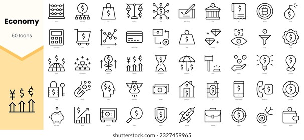 Set of economy Icons. Simple line art style icons pack. Vector illustration