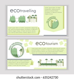 Set of ecotourism template banners. Vector illustration.