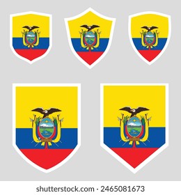 Set von Ecuador Flagge in Schild Form Rahmen