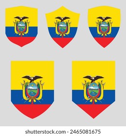 Set of Ecuador Flag in Shield Shape Frame