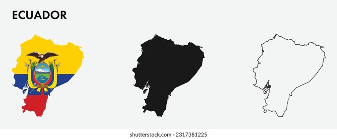 Set of Ecuador map isolated on white background, vector illustration design