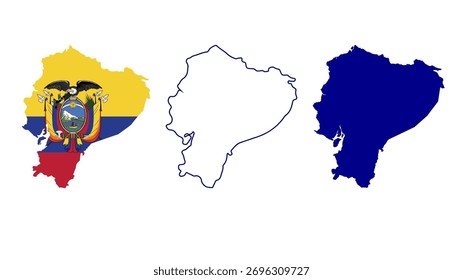 Set of Ecuador map isolated on white background, illustration design