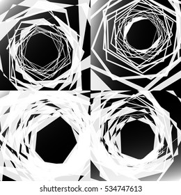 Set of edgy geometric textures. Random chaotic shapes. Abstract art