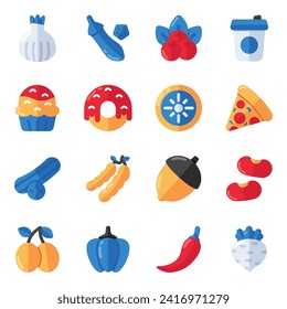Set of Edible Flat Icons

