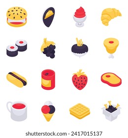 Set of Edible Isometric Icons

