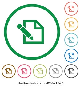 Set of edit color round outlined flat icons on white background