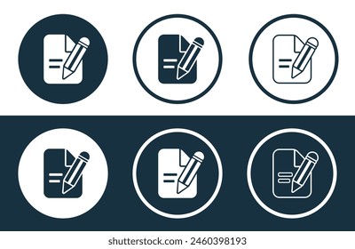 Set of Edit File icons isolated flat and outline style vector illustration