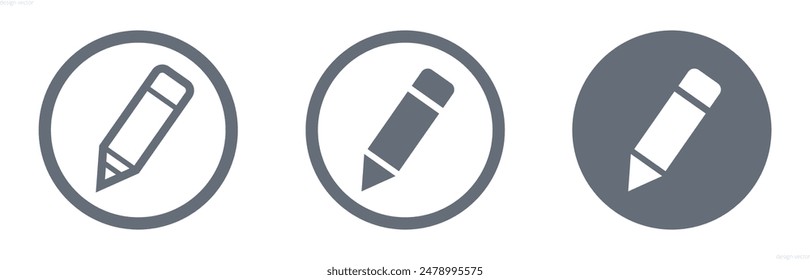 Set of edit text icon with pencil vector illustration. Write message, letter