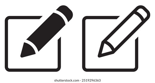 Conjunto de icono de texto de edición con Ilustración vectorial de lápiz. Escribe un mensaje, una carta.
