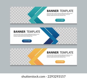 Set of Editable abstract business  horizontal web banner design template. three color. used for web ads. Vector illustration with Space to add pictures.
