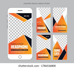Set of Editable Abstract Social banner template. Colorful Gradient background color with stripe line shape. Suitable for social media post and web internet ads. Vector illustration with photo college