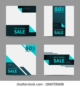 Set of editable abstract square banner template for end of the season sale, illustrations of social media post and web internet ads