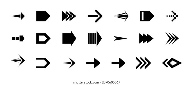 conjunto de iconos de flecha editables en el fondo aislado