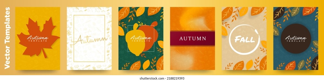 Set of Editable Autumn Templates. Fall inspired poster backgrounds. EPS 10. For posters, designs, invitations, cards, sale signs, artworks.