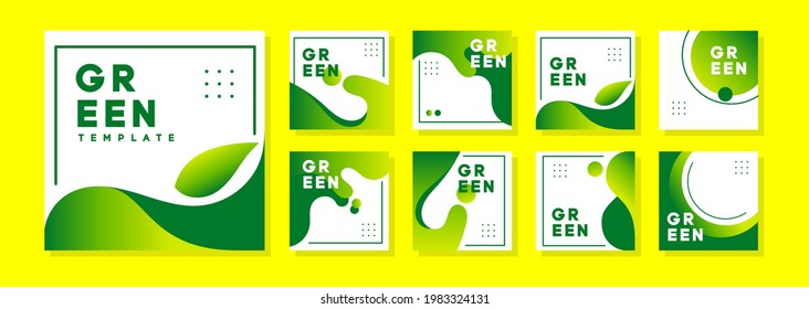 Conjunto de plantillas modificables de fuentes de banners. estilo hoja verde.
