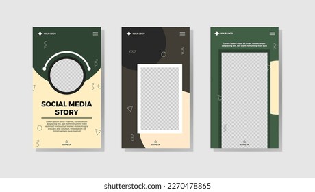 Set of Editable banner Instagram story template. Suitable for social media stories post and web mobile ads. Vector with photo collage