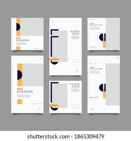 Set of Editable banner social media post and story template. Suitable for social media stories post and web mobile ads. Vector with photo collage