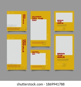 Set of Editable banner social media post and story template. Suitable for social media stories post and web mobile ads. Vector with photo collage	
