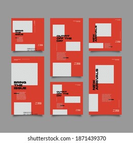 Set of Editable banner social media post and story template. Suitable for social media stories post and web mobile ads. Vector with photo collage	
