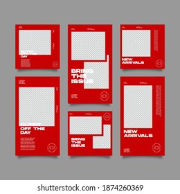 Set of Editable banner social media post and story template. Suitable for social media stories post and web mobile ads. Vector with photo collage