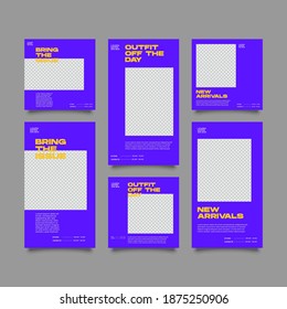 Set of Editable banner social media post and story template. Suitable for social media stories post and web mobile ads. Vector with photo collage	