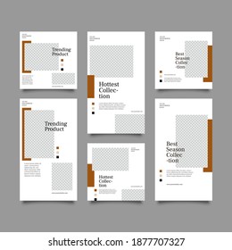 Set of Editable banner social media post and story template. Suitable for social media stories post and web mobile ads. Vector with photo collage	
