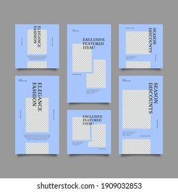 Set of Editable banner social media post and story template. Suitable for social media stories post and web mobile ads. Vector with photo collage	
