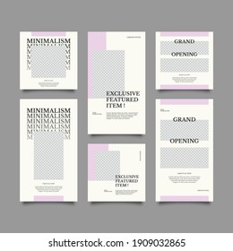 Set of Editable banner social media post and story template. Suitable for social media stories post and web mobile ads. Vector with photo collage	
