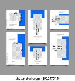 Conjunto de banners editables de publicaciones en medios sociales y plantilla de historias. Adecuado para artículos de medios sociales y anuncios web móviles. Vector con collage fotográfico	