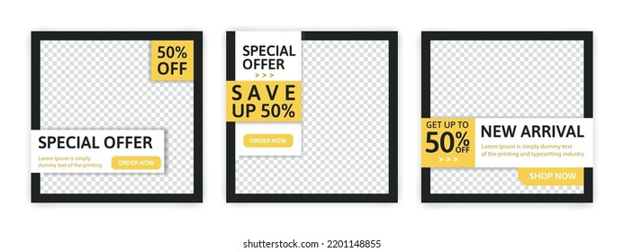 Set of Editable banner for social media template. Suitable for social media post and web internet ads. Vector illustration with photo.