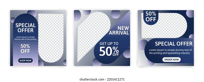 Set of Editable banner for social media template. Suitable for social media post and web internet ads. Vector illustration with photo.