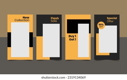 Set of editable banner social media stories post template.