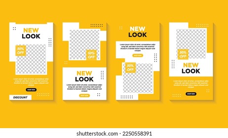 Set of Editable banner story template. Modern social media post bundle vector, Design editable template for social media posts and web mobile ads. Vector with photo college