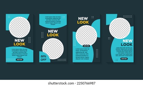 Set of Editable banner story template. Modern social media post bundle vector, Design editable template for social media posts and web mobile ads. Vector with photo college