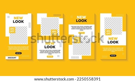 Set of Editable banner story template. Modern social media post bundle vector, Design editable template for social media posts and web mobile ads. Vector with photo college