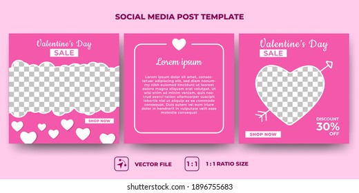 Set of Editable banner template design. Valentine's social media banner design. Pink background with love decoration. Suitable for social media, banners and web ads. Vector design with a photo collage