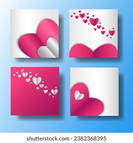Set of Editable banner template design. Valentines day sale social media. Red background with abstract line shape. Suitable for social media, and banners. Vector design with a photo collage