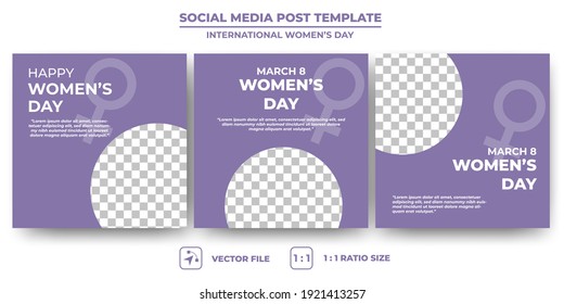 Set of Editable banner template. International women's day social media post template design. Flat design vector with a photo collage.