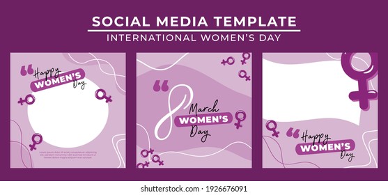 Set of Editable banner template. International women's day banners with abstract minimalist style design. Suitable for social media post, banners, and web ads