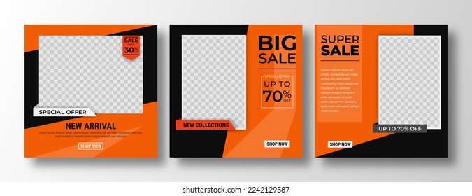 Set of editable banner template post for social media ads. Web banner ads for promotion. Design vector with photo collage.