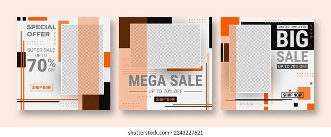Set of editable banner template post for social media ads. Web banner ads for promotion. Design vector with photo collage.