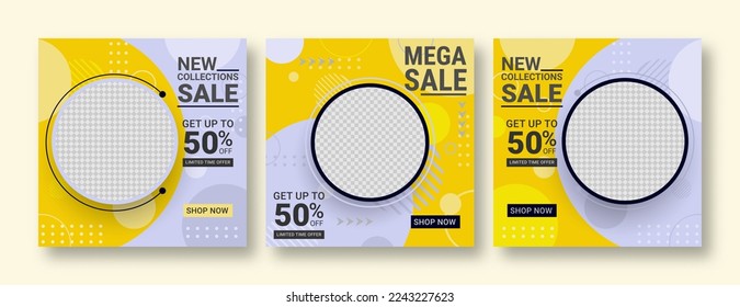 Set of editable banner template post for social media ads. Web banner ads for promotion. Design vector with photo collage.