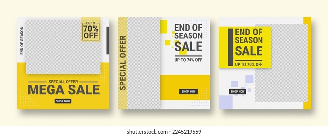 Set of editable banner template post for social media ads. Web banner ads for promotion. Design vector with photo collage.