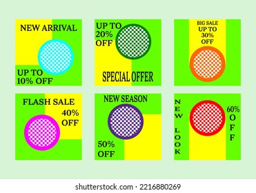 Set of Editable banner template. Yellow and green background. Suitable for social media post. Vector illustration. Business marketing flyer or poster with abstract digital background, logo and icon.
